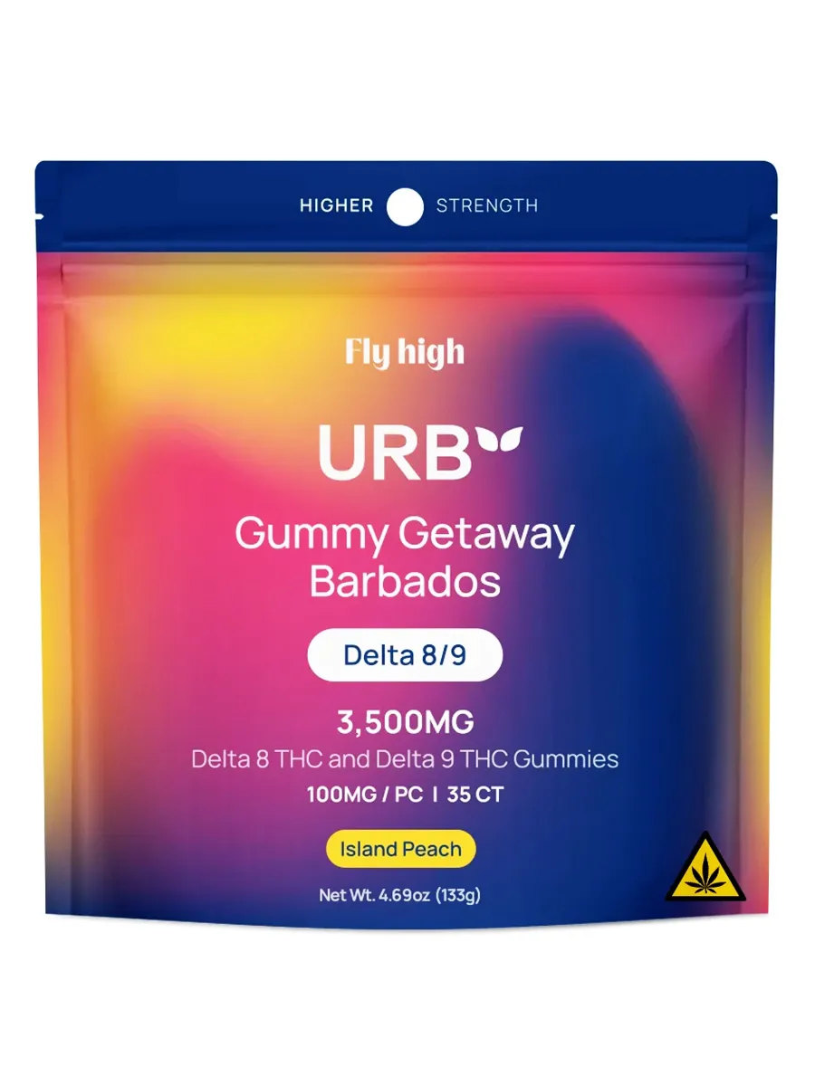 Island Peach URB Gummy Getaway Barbados Delta 8/9 Gummies 3500MG