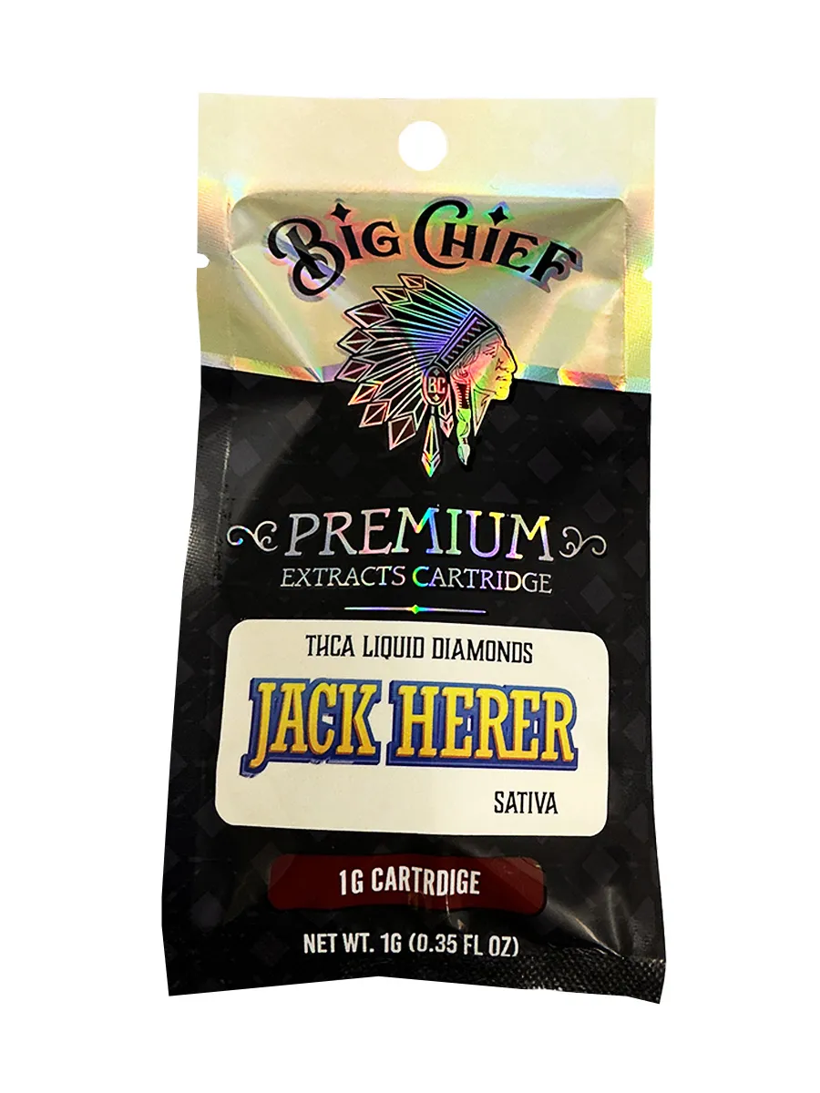 Jack Herer Big Chief Premium Extracts Liquid Diamonds THCA Cartridge 1G - Image 2