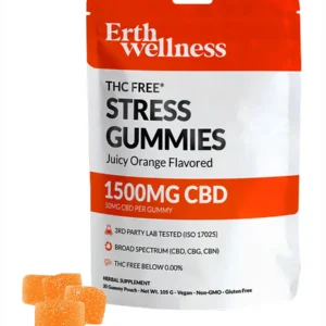 Juicy Orange Erth Wellness CBD THC-Free STRESS Gummies 30ct 1500MG