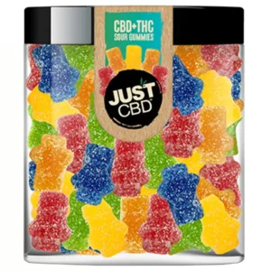 Just CBD Sour Gummies CBD+THC Gummies Jar 10.5oz