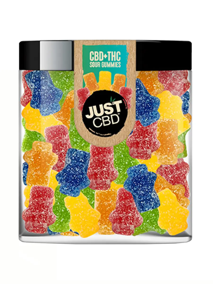 Just CBD Sour Gummies CBD+THC Gummies Jar 10.5oz