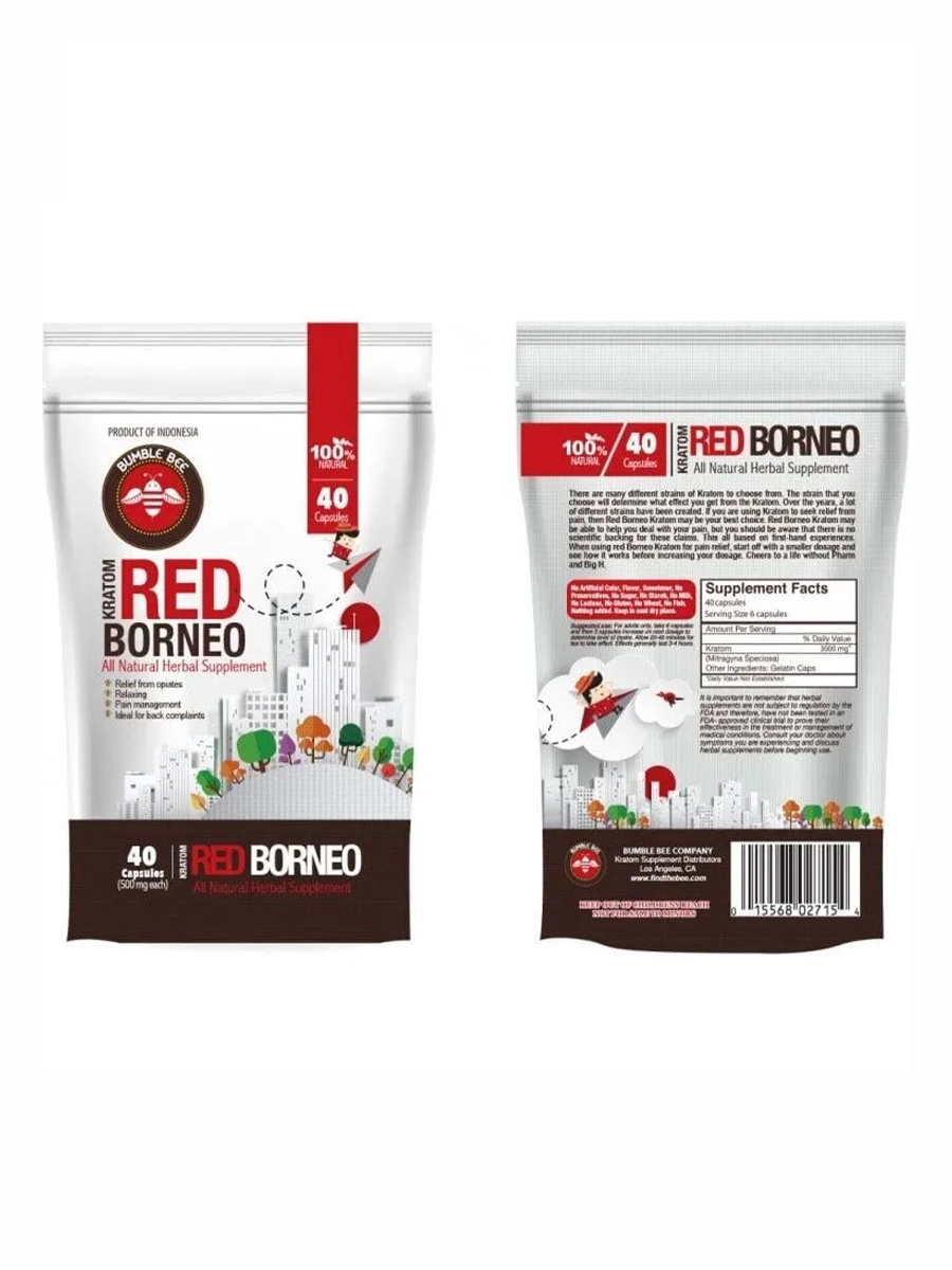 Bumble Bee Red Borneo Kratom Capsules 40pcs - Image 2