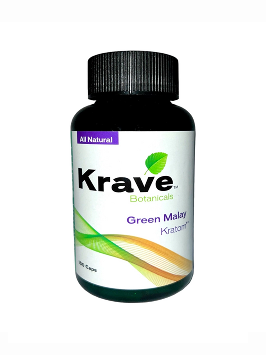 Krave Botanicals Green Malay Kratom Capsules 150ct