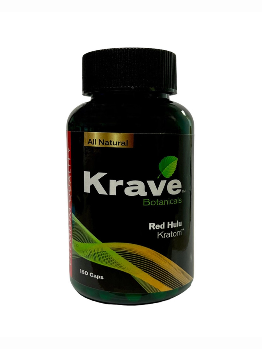 Krave Botanicals Red Hulu Kratom Capsules 150ct