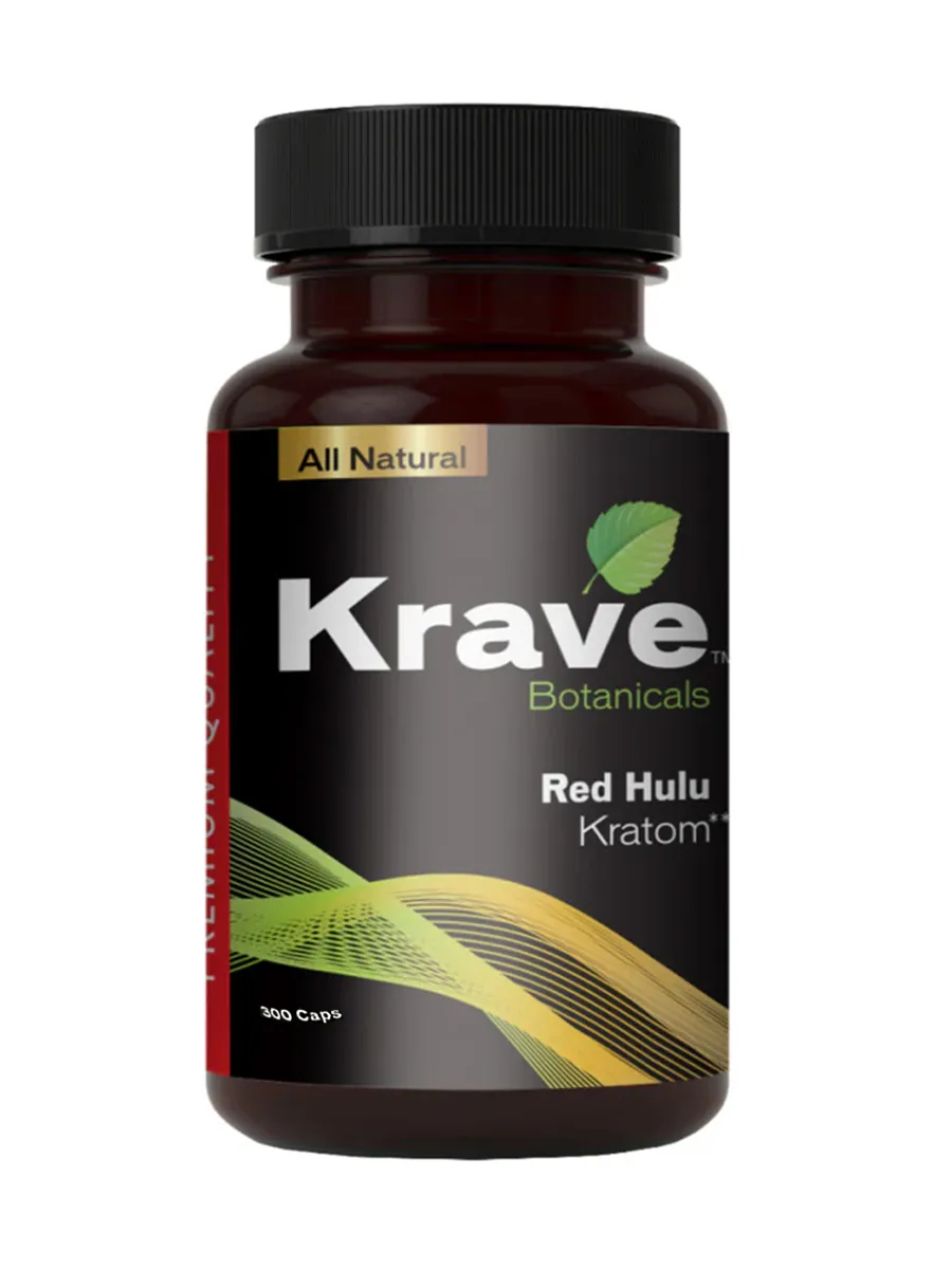 Krave Botanicals Red Hulu Kratom Capsules 300ct