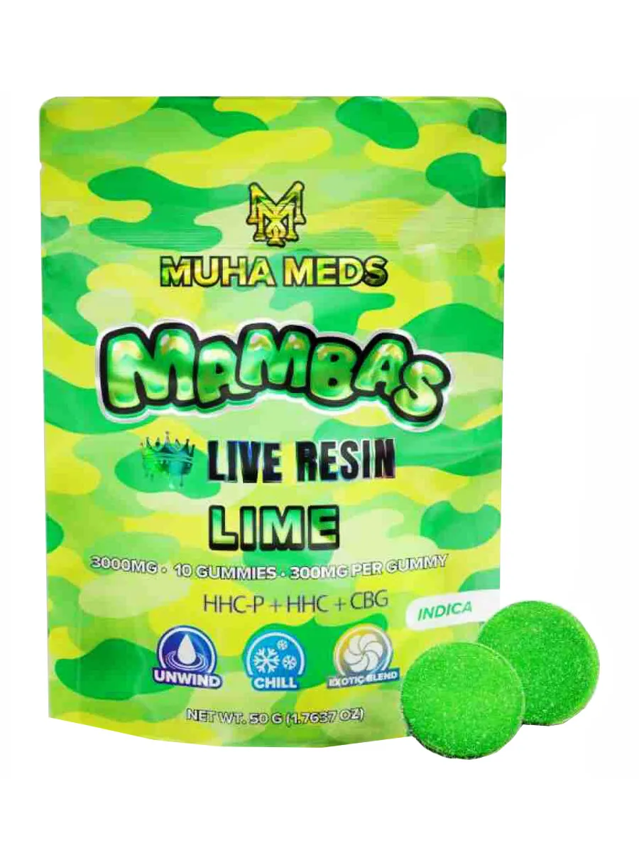 Lime Muha Meds Live Resin Mamba Gummies 3000MG