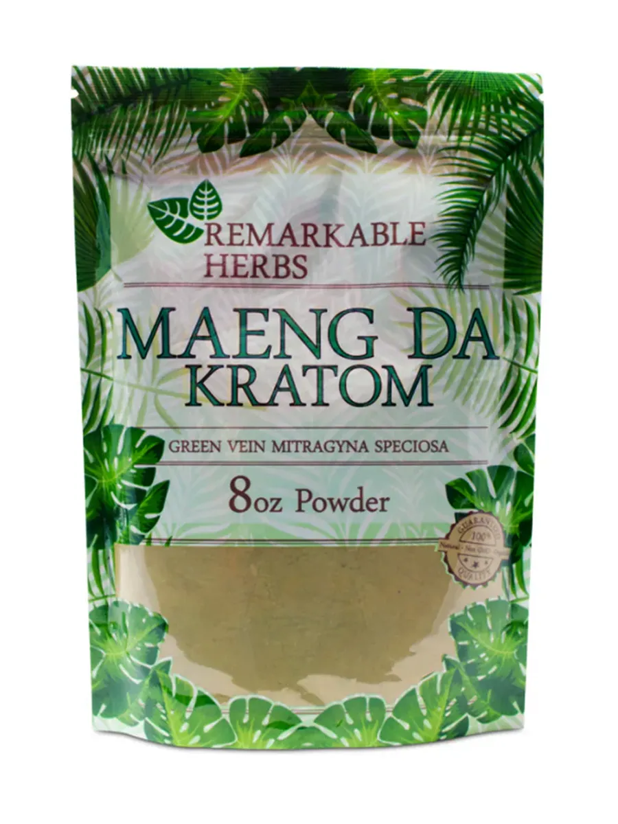 Maeng Da Green Vein Mitragyna Speciosa Remarkable Herbs Powder 8oz Bag
