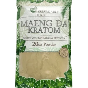 Maeng Da White Vein Remarkable Herbs Kratom Powder 20oz Bag