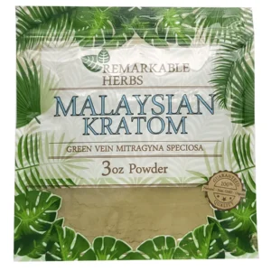 Malaysian Kratom Green Vein Remarkable Herbs Kratom Powder Bag 3oz