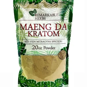 Maeng DA Red Vein Remarkable Herbs Kratom Powder 20oz Bag