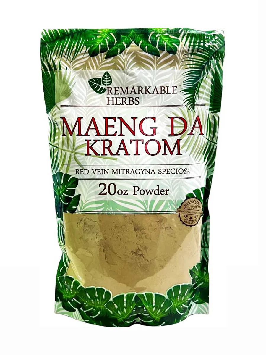 Maeng DA Red Vein Remarkable Herbs Kratom Powder 20oz Bag