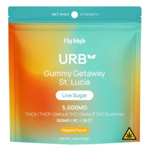 Papaya Punch URB Gummy Getaway St. Lucia Live Sugar Gummies 5000MG