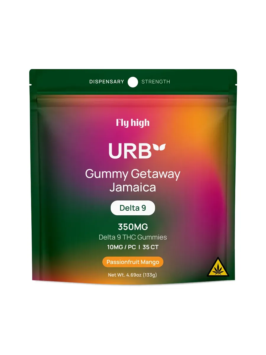 Passionfruit Mango Fly High URB D9 Getaway Gummies 350mg 35ct