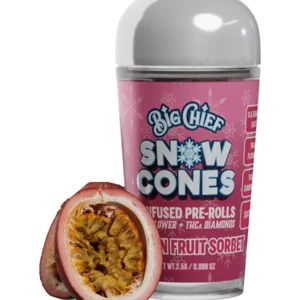 Passion Fruit Sorbet Big Chief Snow Cones Infused Pre-Rolls THCa Flower+THC-A Diamonds 2.5G