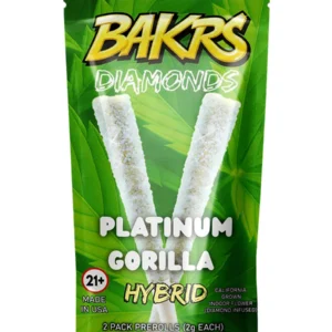 Platinum Gorilla Bakrs Glazed With Diamonds Pre-Rolls 2ct 2g