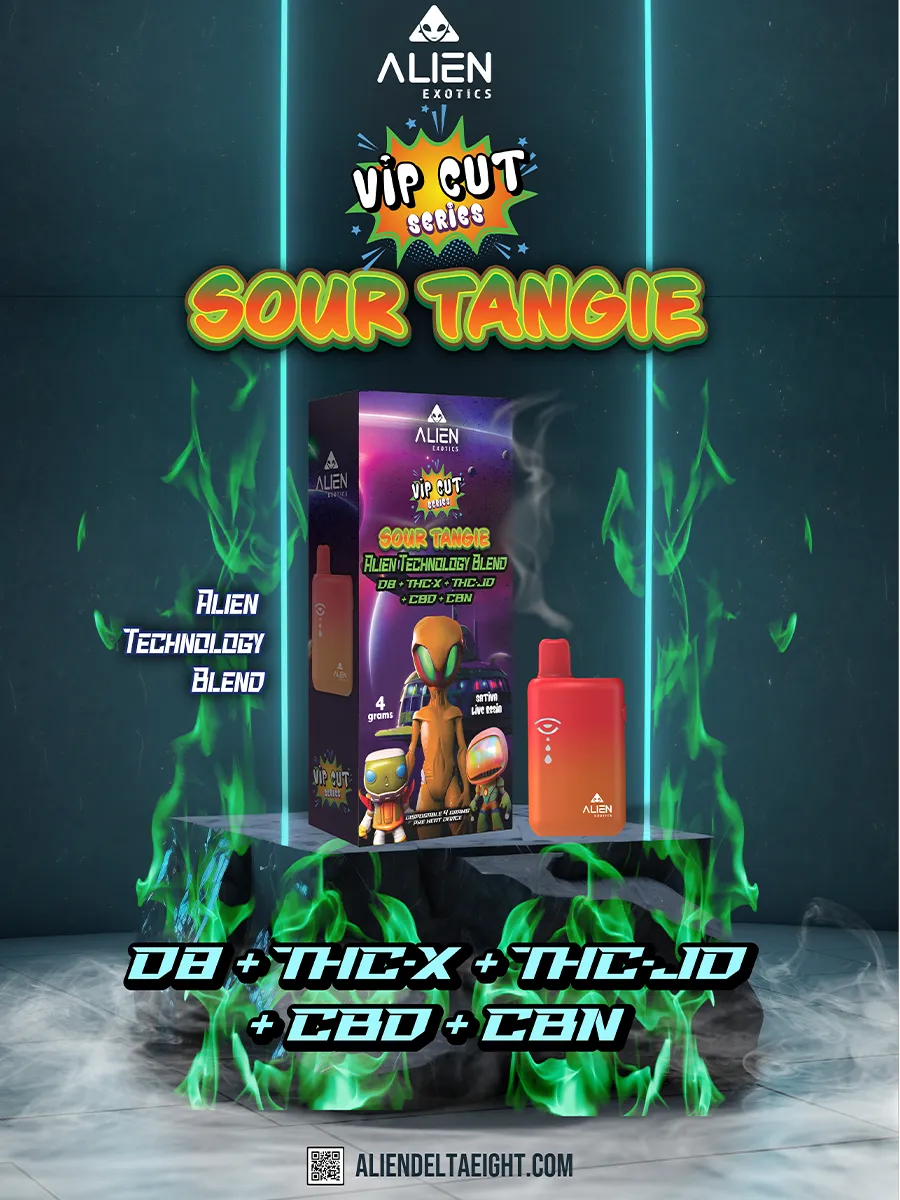 Sour Tangie Alien Exotics Live Resin Blend Disposables 4G - Image 2