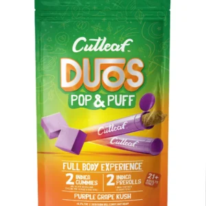 Purple Grape Kush Cutleaf Duos Pop & Puff THCA Pre-Rolls & Gummies 2ct