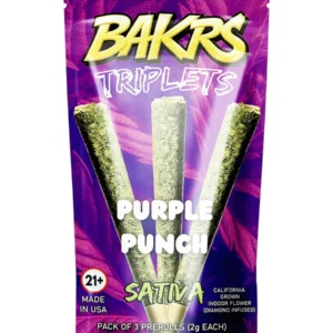 Purple Punch Bakrs Triplets Diamond Infused Pre-Rolls 3ct 2g