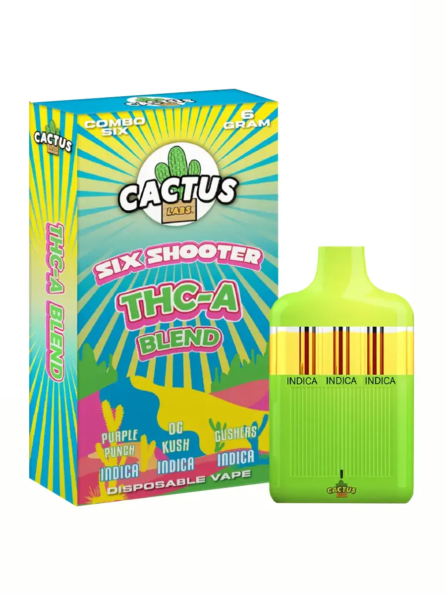 Purple Punch | OG Kush | Gushers Cactus Labs Six Shooter THC-A Blend Disposable 6G