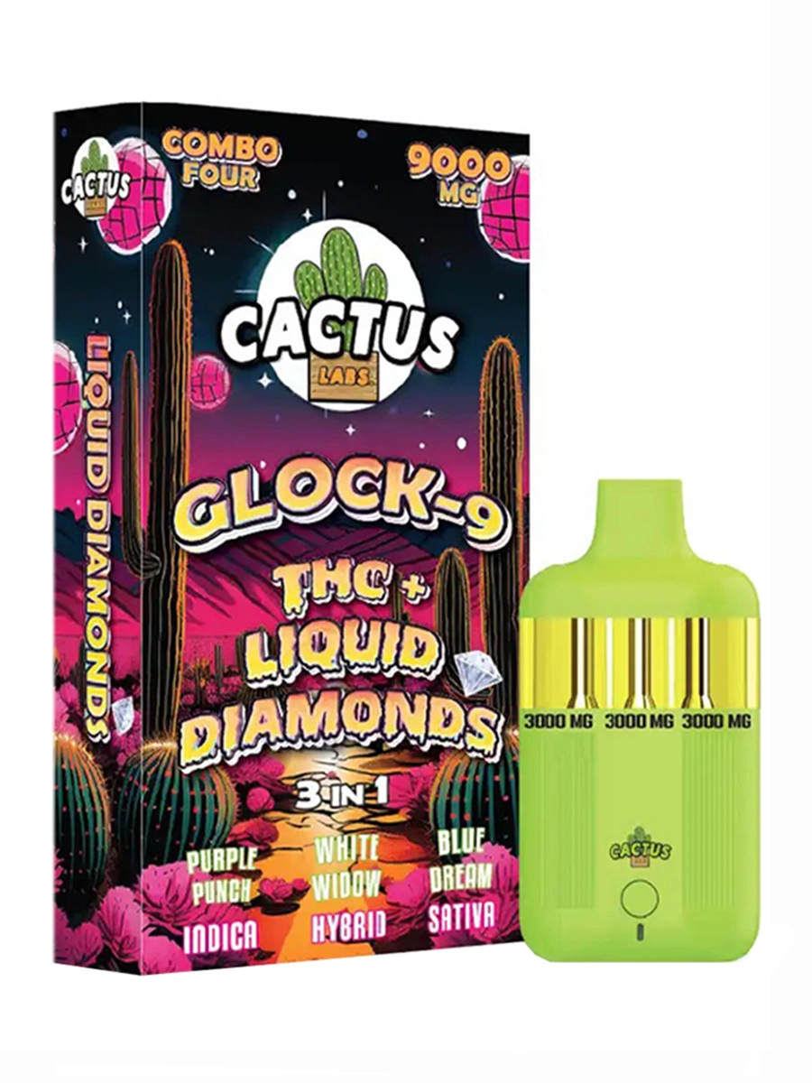 Purple Punch | White Widow | Blue Dream Cactus Labs Glock 9 THC + Liquid Diamonds 3in1 Vape 9000mg