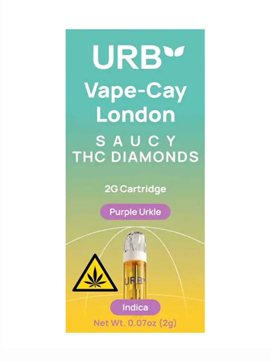 Purple Urkle URB Vape-Cay London Saucy THC Diamonds Cartridge 2G