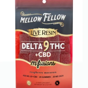 Raspberry Macaron Mellow Fellow M-Fusions Delta 9 Live Resin Gummies 400mg