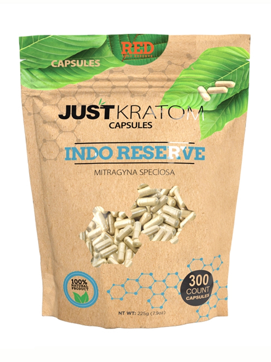 Red Indo Reserve Just Kratom Mitragyna Speciosa Capsules 300ct
