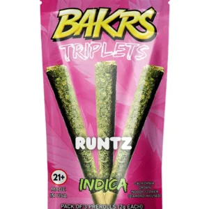 Runtz Bakrs Triplets Diamond Infused Pre-Rolls 3ct 2g