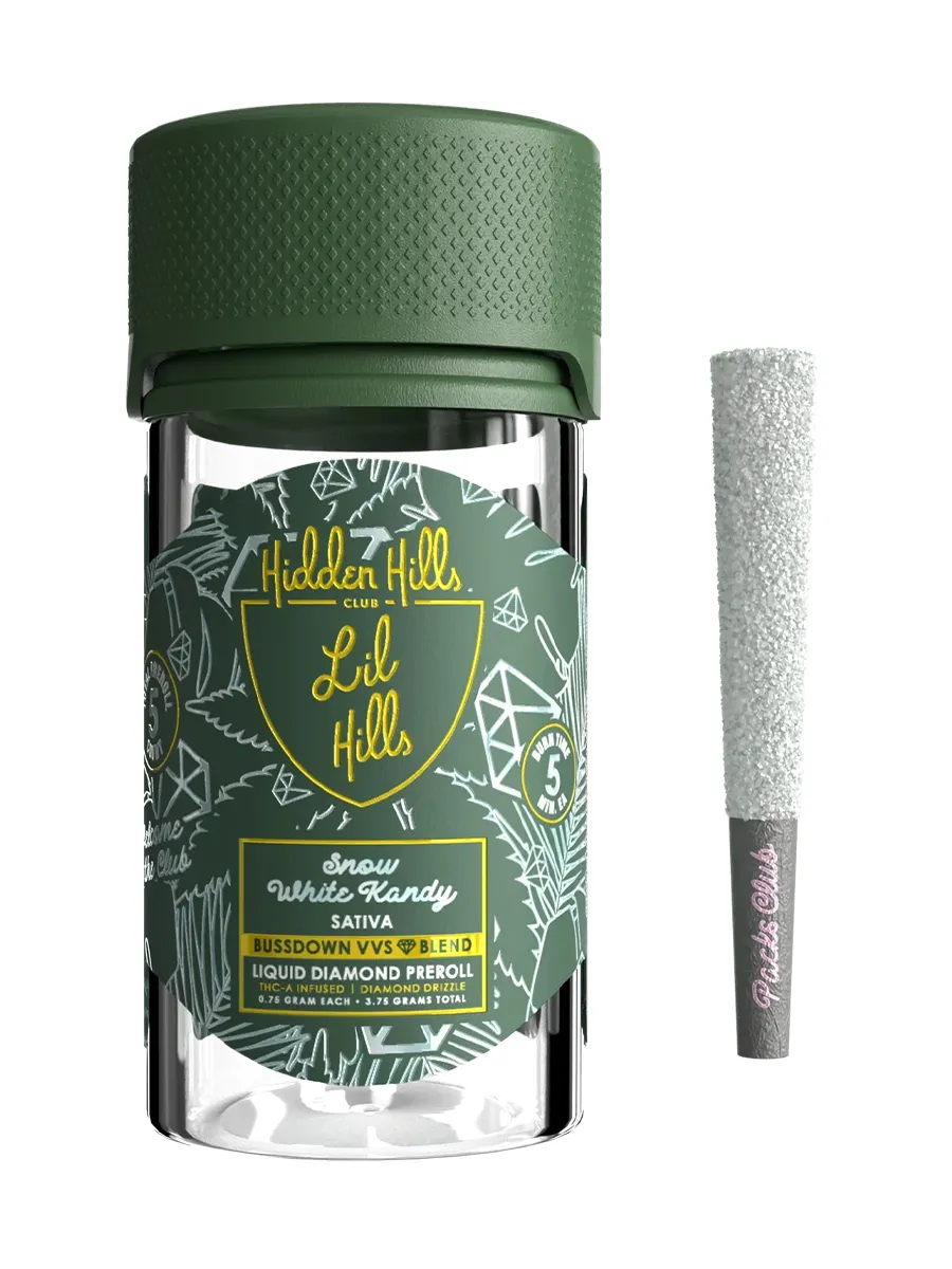 Snow White Kandy Hidden Hills Lil Hills VVS Liquid Diamond Pre Rolls 3.75G