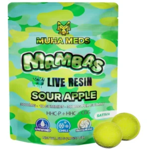 Sour Apple Muha Meds Live Resin Mamba Gummies 3000MG
