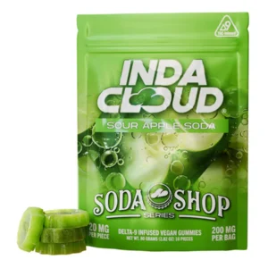 Sour Apple Soda IndaCloud D9 Infused Vegan Gummies 200MG