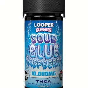 Sour Blue Raspberry Looper THCA+Delta-8+HHC+Delta-9 Gummies 10 000mg