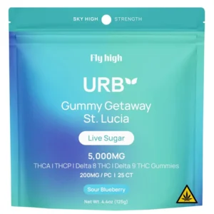 Sour Blueberry URB Gummy Getaway St. Lucia Live Sugar Gummies 5000MG