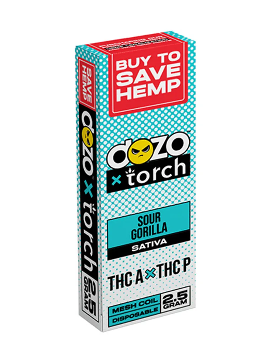 Sour Gorilla Dozo x Torch THC-A + THC-P Disposable 2.5G