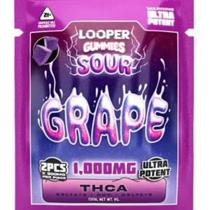 Sour Grape Looper THCA+Delta-9+HHC+Delta-8 Gummies 2ct 1000mg