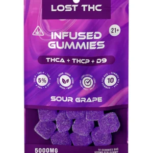 Sour Grape Lost THC THCA+THCP+D9 Infused Gummies 5000MG