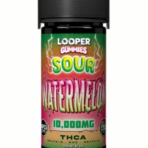 Sour Watermelon Looper THCA Live Badder Delta-8+HHC+Delta-9 Gummies 10 000mg