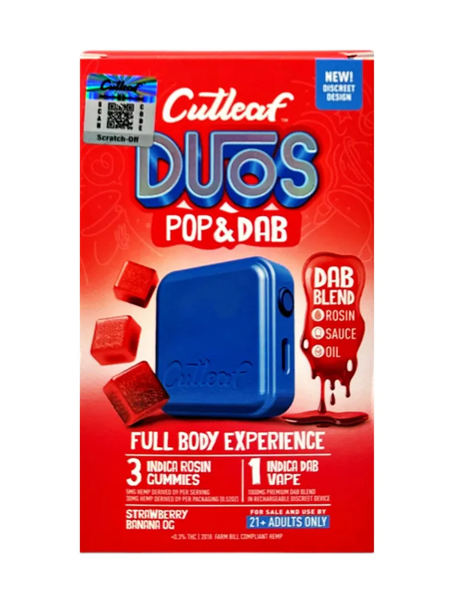 Strawberry Banana OG Cutleaf Duos Pop & Dab Vape 1ct x Gummies 3ct