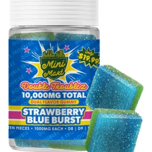 Strawberry Blue Burs Hidden Hills Mini Mart Double Troublez Gummies 10ct 10G
