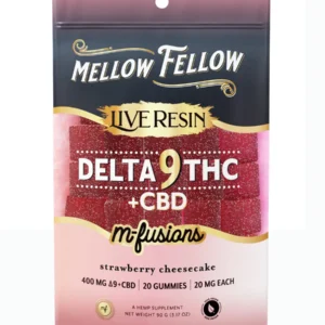 Strawberry Cheesecake Mellow Fellow M-Fusions Delta 9 Live Resin Gummies 400mg