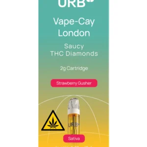 Strawberry Gusher URB Vape-Cay London Saucy THC Diamonds Cartridge 2G