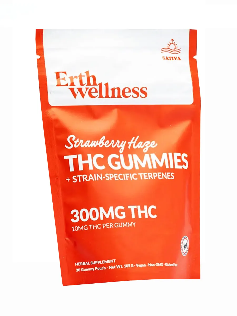 Strawberry Haze Erth Wellness D9 THC Strain-Specific Terpenes Gummies 30ct 300MG