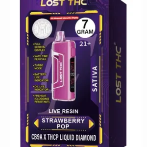 Strawberry Pop Lost THC Live Resin CB9A x THCP Liquid Diamond Disposable 7G