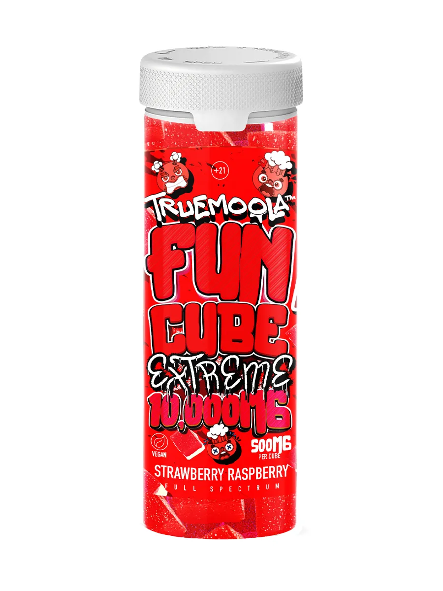Strawberry Raspberry Truemoola Fun Cube Extreme Full Spectrum Gummies 10000MG