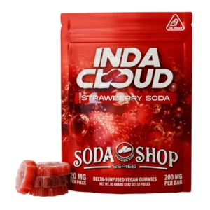 Strawberry Soda IndaCloud D9 Infused Vegan Gummies 200MG