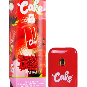 Strawberry Sour Diesel Cake THC-A Rosin Disposable Vape 3G