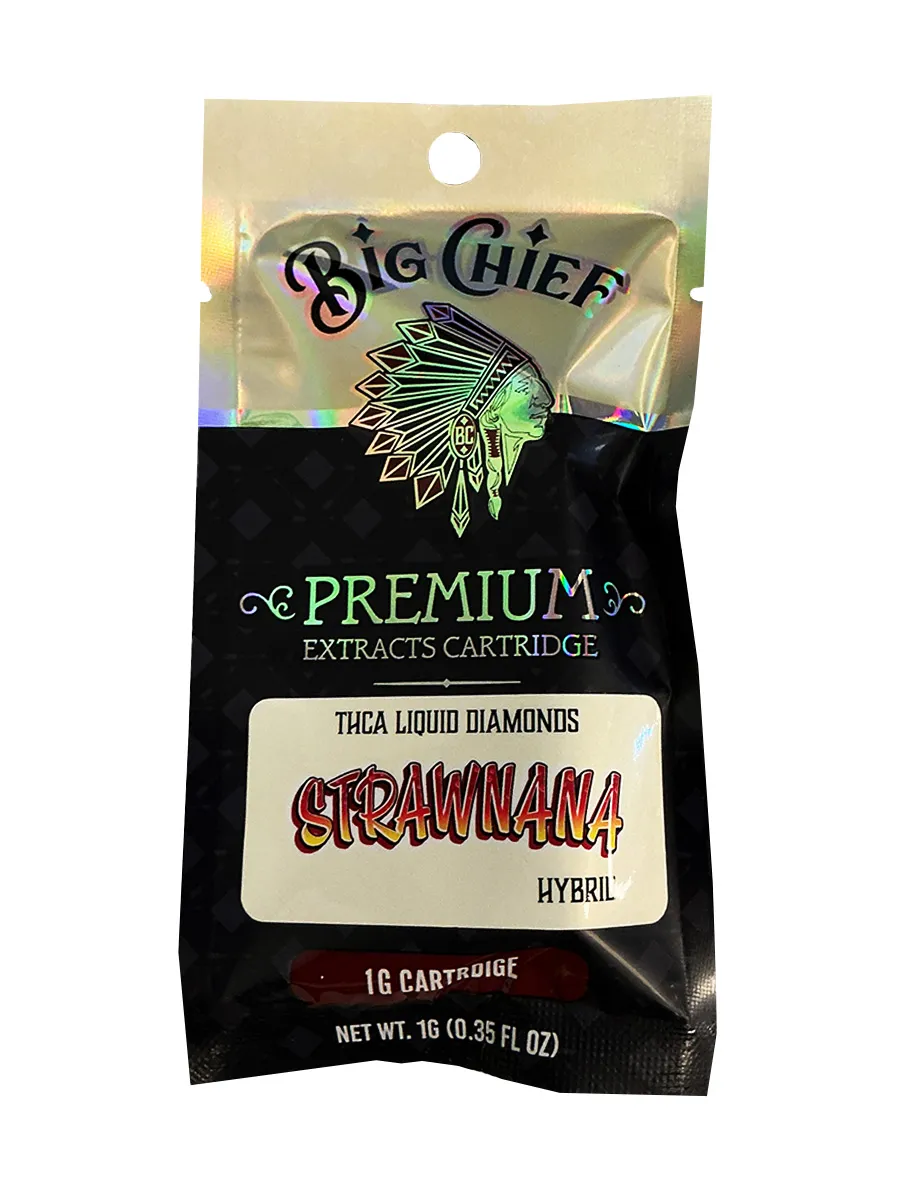 Strawnana Big Chief Premium Extracts Liquid Diamonds THCA Cartridge 1G - Image 2