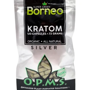 Super Green Borneo OPMS Silver Kratom Capsules 120ct