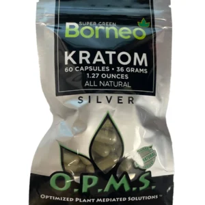 Super Green Borneo OPMS Silver Kratom Capsules 60ct