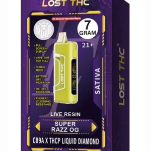 Super Razz OG Lost THC Live Resin CB9A x THCP Liquid Diamond Disposable 7G